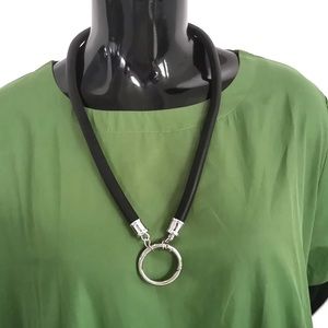 Black Rubber Necklace with Silver clasp
